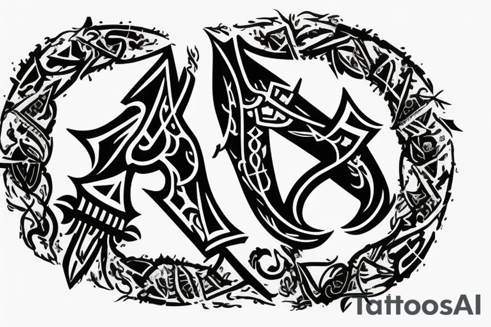 "Assassin's Creed Rogue logotype" style; "行" symbol in the center; white background; tattoo idea