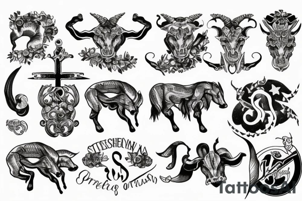 Sternzeichen Skorpion, Stier, Jungfrau, Steinbock untereinander tattoo idea