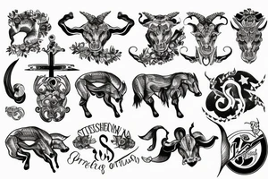 Sternzeichen Skorpion, Stier, Jungfrau, Steinbock untereinander tattoo idea