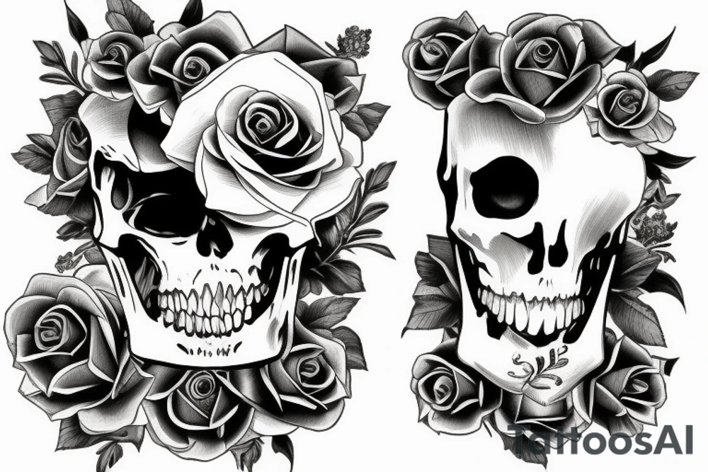 rose and death and a car and mother tattoo idea