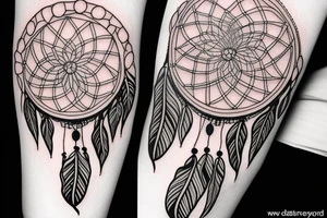 Dream catcher with daisy flowers tattoo idea