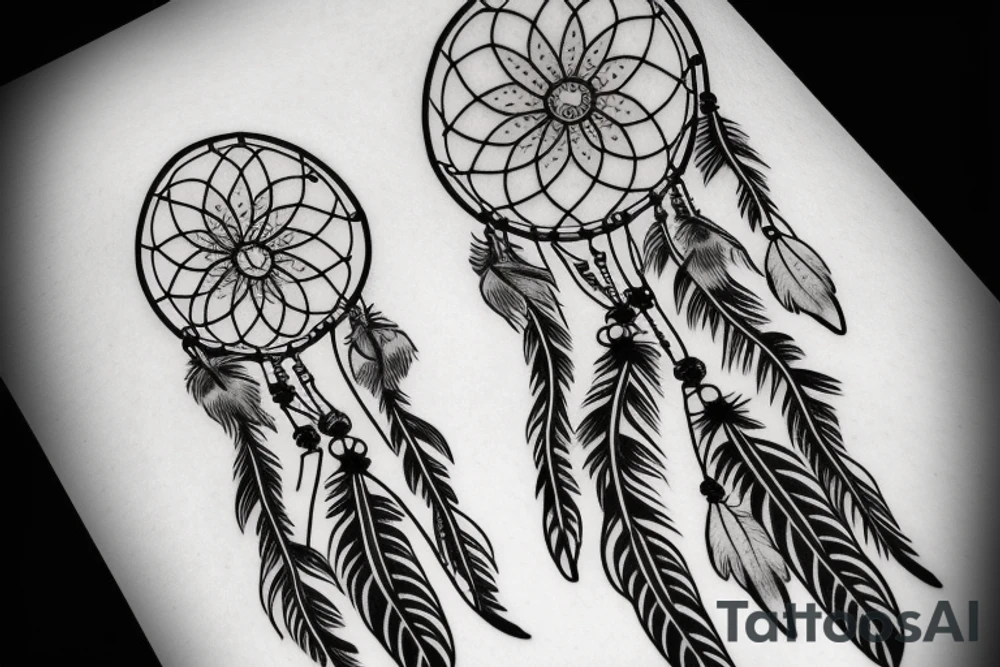Dream catcher with daisy flowers tattoo idea