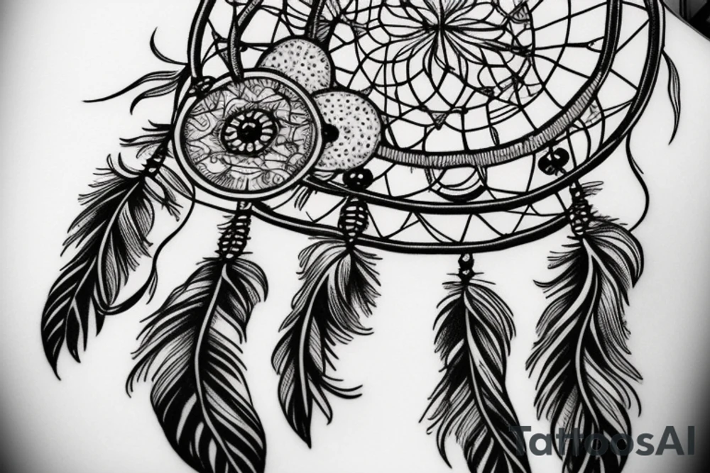 Dream catcher with daisy flowers tattoo idea