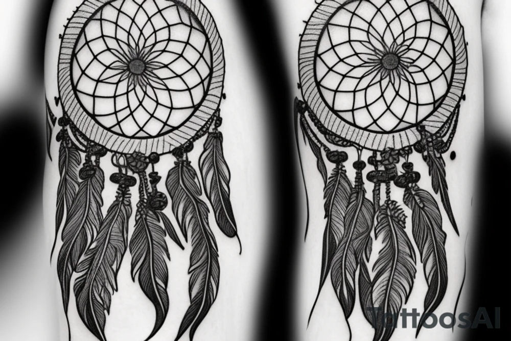 Dream catcher with daisy flowers tattoo idea