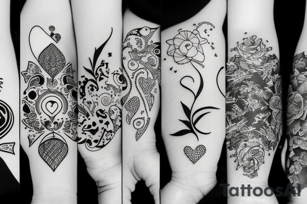 Friendship and love between four friends tattoo idea