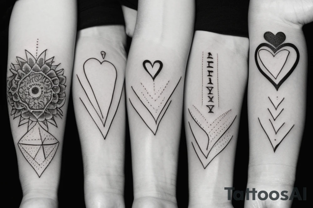 Friendship and love between four friends tattoo idea