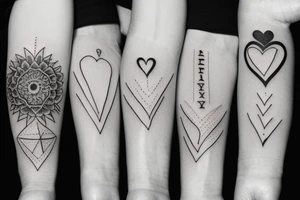 Friendship and love between four friends tattoo idea