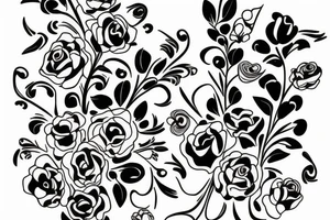 Vase with flowers with a family painted on tattoo idea