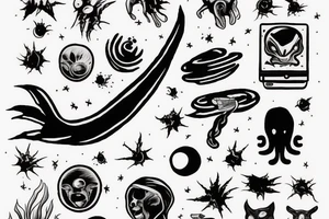 alien smoking a blunt and the smoke from the blunt is the universe tattoo idea