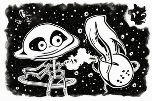 alien smoking a blunt and the smoke from the blunt is the universe tattoo idea