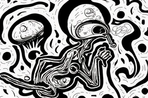 alien smoking a blunt and the smoke from the blunt is the universe tattoo idea