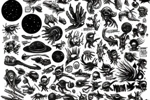 alien smoking and the smoke  is the universe tattoo idea