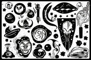 alien smoking and the smoke  is the universe tattoo idea