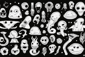 alien smoking and the smoke is the universe tattoo idea