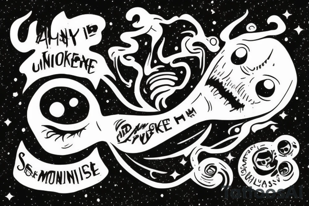 alien smoking and the smoke is the universe tattoo idea
