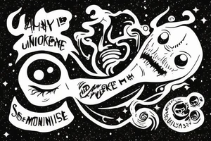 alien smoking and the smoke is the universe tattoo idea