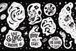 head of alien smoking and the smoke is the universe
also the universe should only be in the smoke tattoo idea