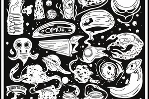 head of alien smoking and the smoke is the universe
also the universe should only be in the smoke tattoo idea