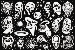 head of alien smoking and the smoke is the universe
also the universe should only be in the smoke tattoo idea