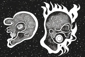 head of alien smoking and the smoke is the universe
also the universe should only be in the smoke tattoo idea
