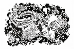 head of alien smoking and the smoke is the universe
also the universe should only be in the smoke tattoo idea