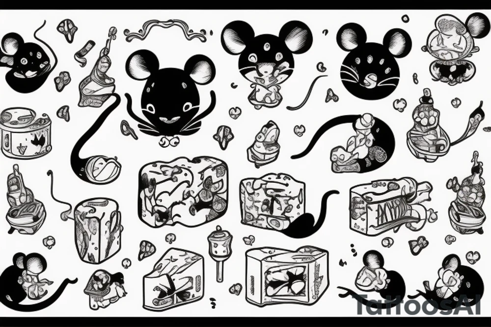 Little mouse with big cheese tattoo idea