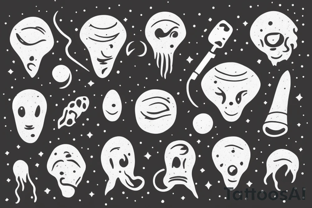 head of alien smoking and the smoke is the universe
also the universe should only be in the smoke tattoo idea