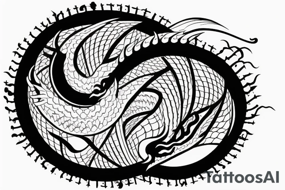 Enso circle, dragon eating its tail tattoo idea