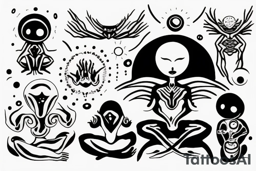 alien meditating simple tattoo idea