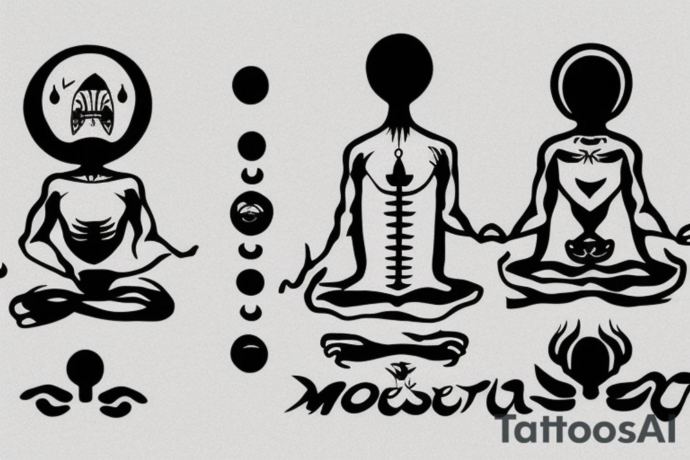 alien meditating simple tattoo idea