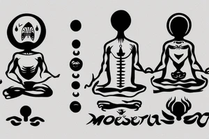alien meditating simple tattoo idea