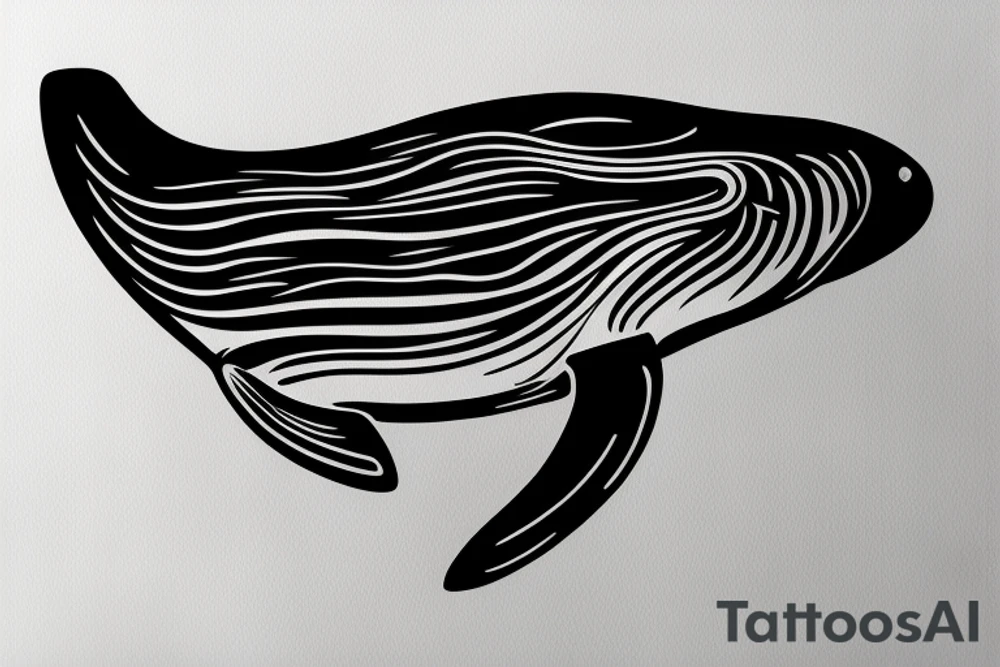 Humpback whale framed within a rectangle. tattoo idea