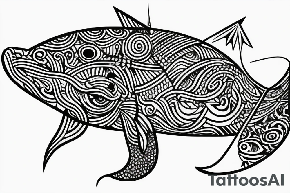 Humpback whale framed within a rectangle. tattoo idea