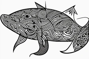 Humpback whale framed within a rectangle. tattoo idea