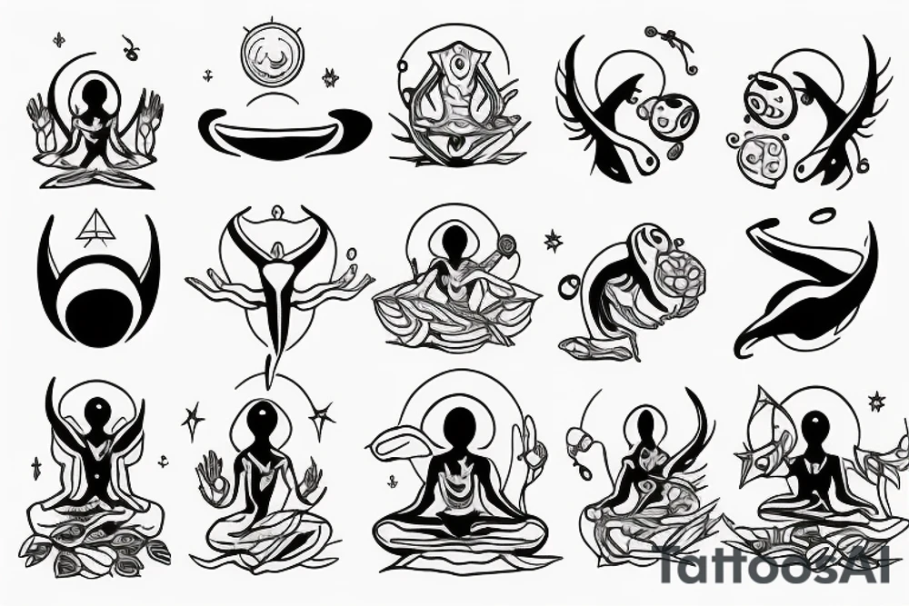 alien meditating simple tattoo idea