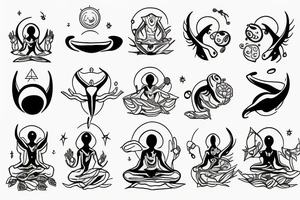 alien meditating simple tattoo idea