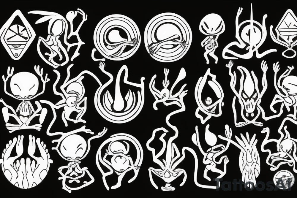 alien meditating simple tattoo idea