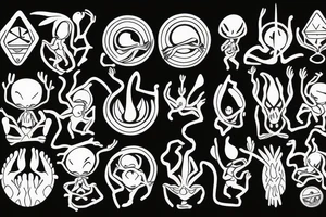 alien meditating simple tattoo idea