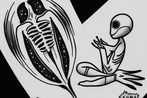 alien meditating simple tattoo idea