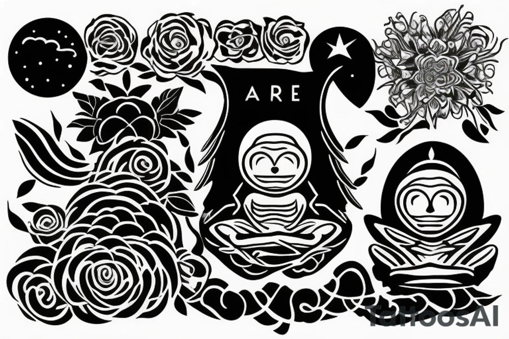 alien meditating simple tattoo idea