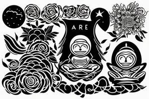 alien meditating simple tattoo idea