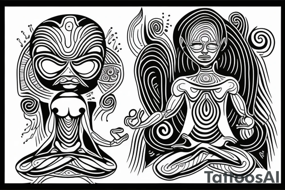 alien meditating simple tattoo idea