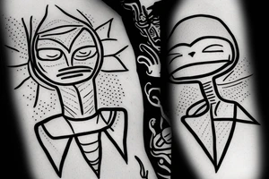 alien meditating simple tattoo idea