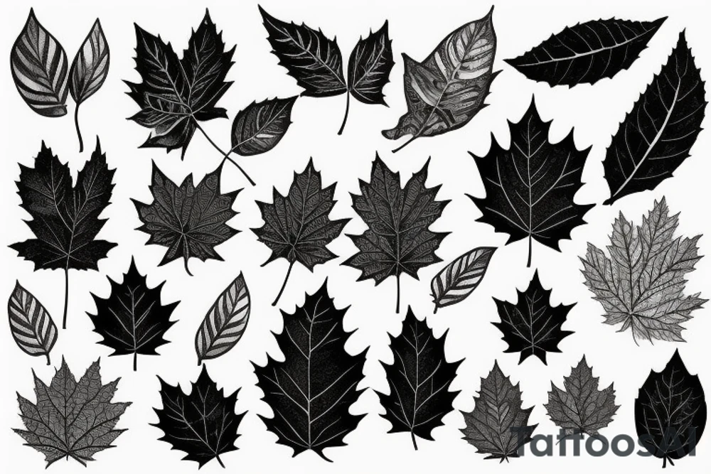 Dystopian-like with a lot of leafs and it looks torn tattoo idea