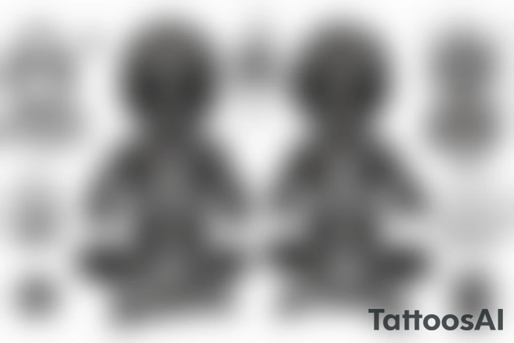 alien meditating simple symmetric tattoo idea