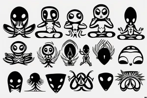 alien meditating simple symmetric tattoo idea