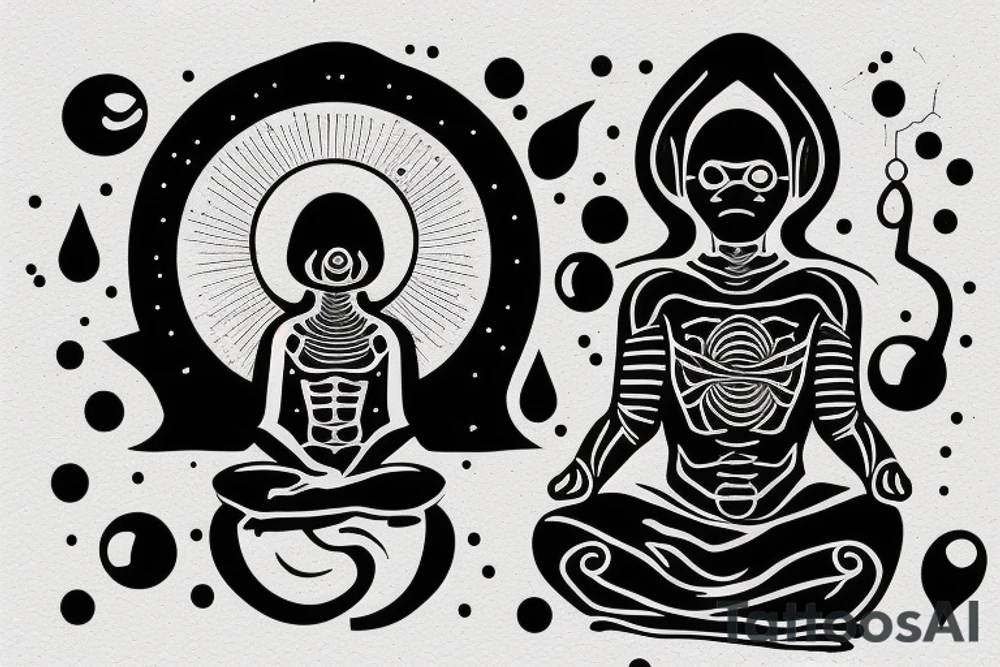 alien meditating simple symmetric tattoo idea