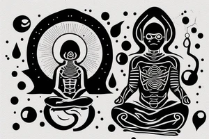 alien meditating simple symmetric tattoo idea