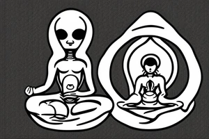 alien meditating simple symmetric tattoo idea