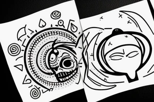 alien meditating simple symmetric tattoo idea
